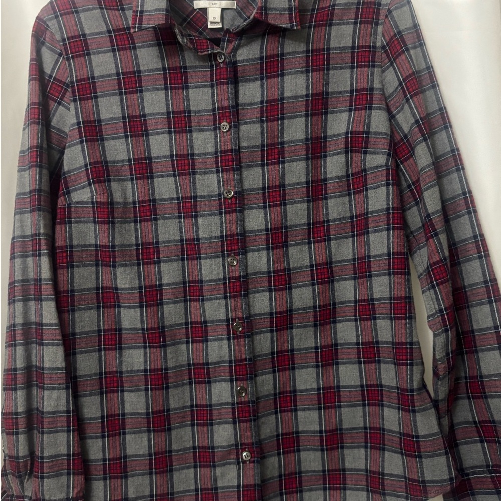 J. Crew Red and Gray Checkered Shirt